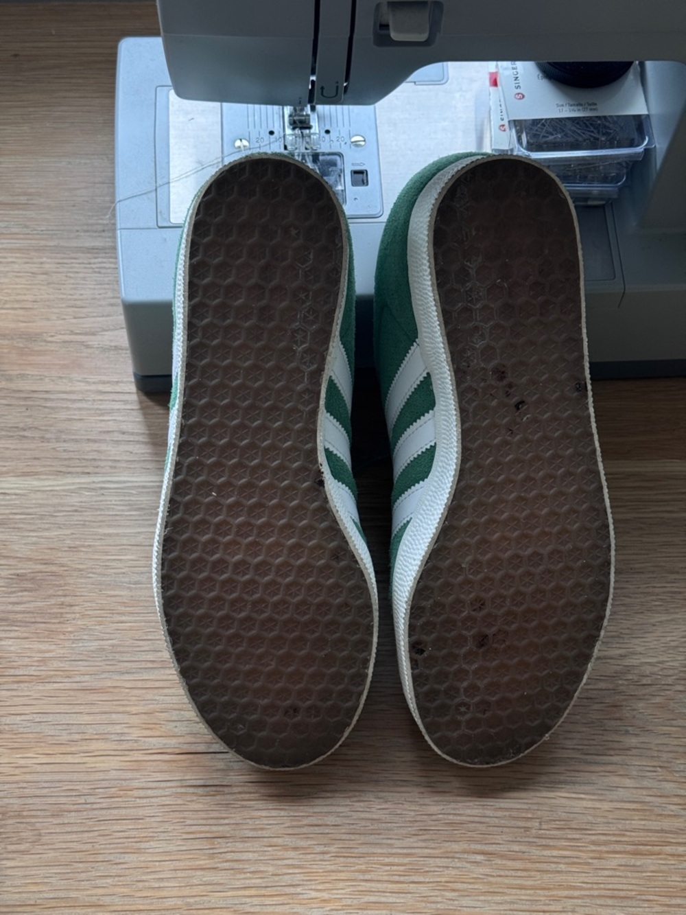 adidas Green Suede Gazelle Sneakers with White Stripes - Picture 3 of 4